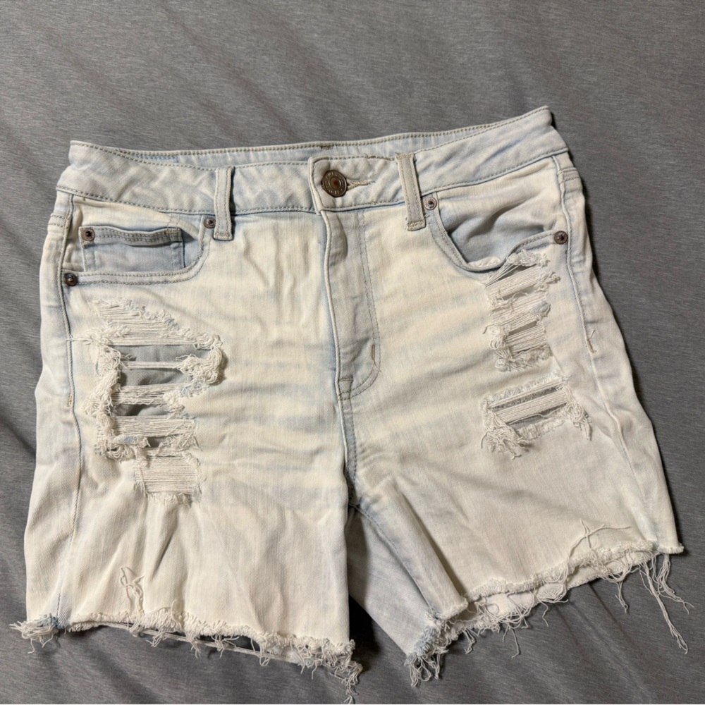 American Eagle Outfitters Light Denim Distressed Shorts